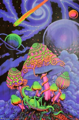 SCORPIO POSTERS Cosmic Shroom by Space Tribe Non-Flocked Blacklight Poster 24" x 36"