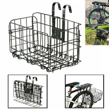 Bike Basket Wire Mesh Fold-Up Bicycle Front Handlebar Storage Rear Hanging