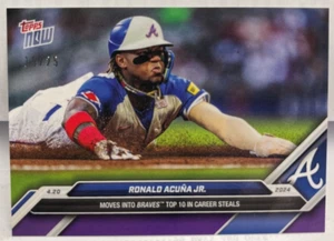 Ronald Acuna Jr. 4/20/2024 Topps Now #103 ATLANTA BRAVES Top 10 Steals PURPLE/25 - Picture 1 of 2