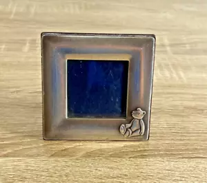 Solid Silver Carrs Child’s Bear Photo Frame – 2×2 – Sheffield England - Picture 1 of 8
