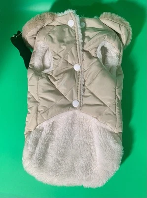 Witty Boy Jeans Waterproof Fur Dog Jacket Beige  Warm Fleece Clothes Vest Coat M - Image 1 of 4