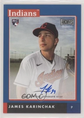 2020 Topps Archives Snapshots Blue /50 James Karinchak #AS-JK Rookie Auto RC - Image 1 of 2
