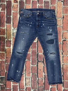 Vintage Ralph Lauren Denim & Supply Distressed Patchwork Jeans Denim gepunktet 36x32 - Bild 1 von 12