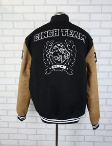 Cinch Team Rodeo Letterman Jacket Mens M 96 USA Wool Blend Cowboy Black Brown - Picture 1 of 18