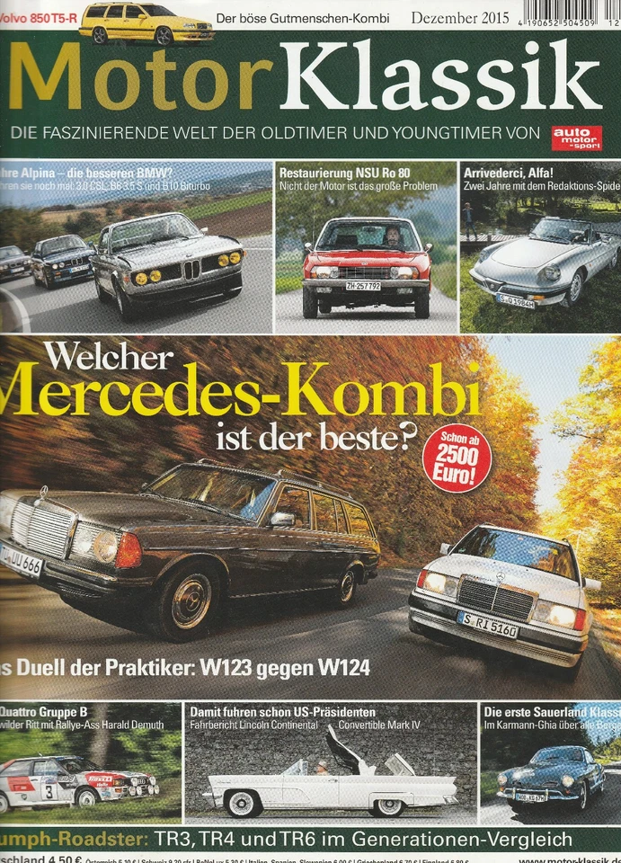 Motor Klassik 12/2015 : Kaufberatung - Mercedes 240 TD W123 und 230 TE W124 - Bild 1 von 1