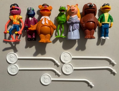 1976 Muppet Show Figuras Fozzie Kermit Miss Piggy Gonzo Scooter Animal Rowlf Set Foto 1 de 4