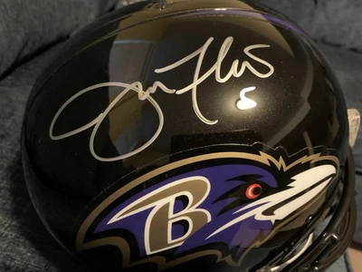 CASCO RÉPLICA TAMAÑO COMPLETO JOE FLACCO #5 BALTIMORE RAVENS FIRMADO RAVENS CERTIFICADO JSA. Foto 1 de 3