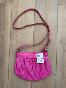 Vintage Italian Leather Crossbody Purse Hot Pink Barbiecore Y2K ITALY NWT - Picture 1 of 15