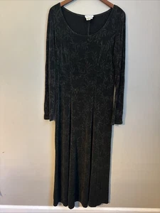 Coldwater Creek Slinky Kleid M Blattmuster Prinzessin Maxi Whimsigoth grün Fee - Bild 1 von 8