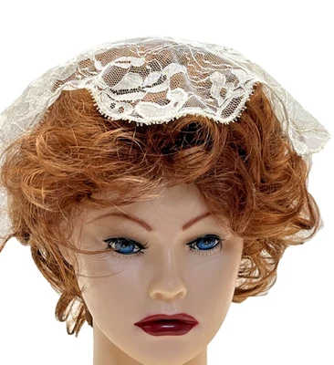 Cachecol vintage Mantilla branco renda véu igreja massa cabeça capa para viagem. Bolsa - Imagem 1 de 4