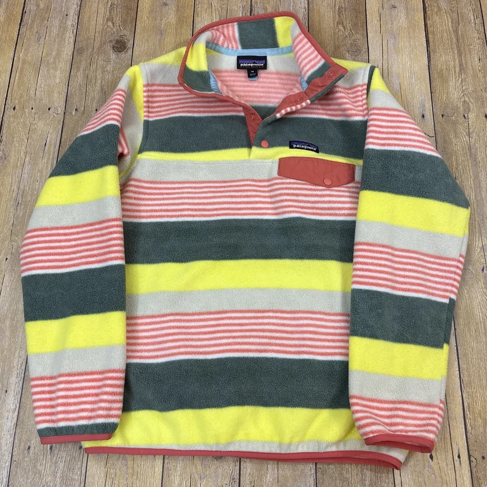 Pullover Patagonia Synchilla Snap T polar a rayas XS extra pequeño Foto 1 de 4