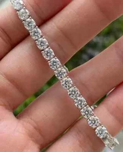 9Ct Round Cut Lab Created Diamond Women's Tennis Bracelet 14k White Gold Plated - Picture 1 of 4