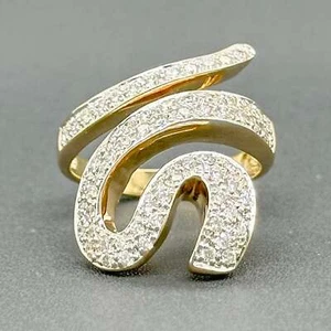 Estate 14K Yellow Gold 1.32cttw G-H/VS2-SI1 Diamond Snake Ring - Picture 1 of 5