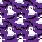 45 x 36 fantômes et chauves-souris dansants d'Halloween sur tissu 100 % coton violet
