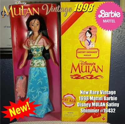 Nuevo Raro Vintage 1998 Mattel Barbie Disney MULAN Satiny Shimmer #19432 Foto 1 de 4
