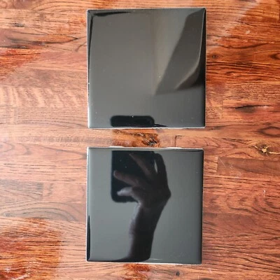 American Olean Black Glossy Wall Tile 4 1/4 X 4 1/4 Lot Of 2 Mexico - Image 1 of 4