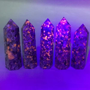Varita de cristal obelisco de cuarzo natural Yooperlite torre de curación Reiki decoración 4-10 cm - Imagen 1 de 12