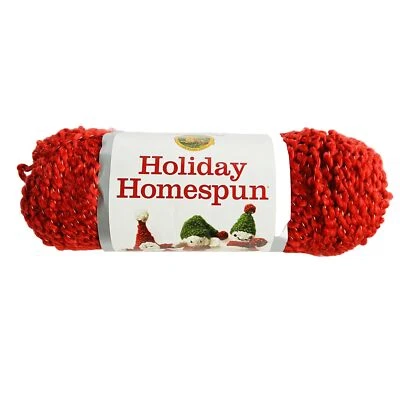 Lion Brand Holiday Homespun Yarn Wreath Crochet Red New Crafts USA - Image 1 of 4