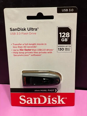 SanDisk Ultra USB 3.0 Flash Drive 128GB SDCZ48-128G-GAM46 - New, Sealed - Image 1 of 2