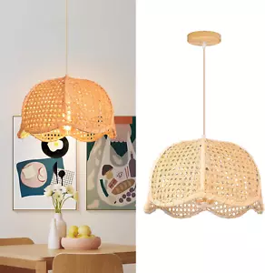 Small 11.8" Rattan Pendant Light,Hanging Ceiling Light Fixture,Hand Woven Bamboo - Picture 1 of 7