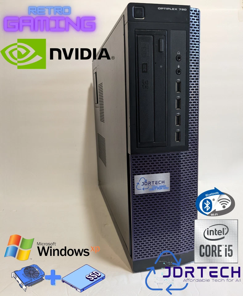 Retro Gaming Windows XP Intel Core i5 SSD Nvidia GPU WIFI BT Optiplex 790 DT - Image 1 of 4