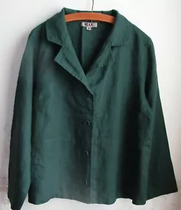 FLAX Designs LINEN Jacket Travel Caper M NWT FOREST - Picture 1 of 6