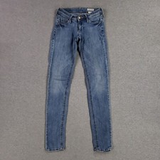 H&M Super Sqin Jeans 25x32 Super Low Waist Super Tight Skinny Light Wash Faded