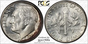 1951 10C PCGS MS67 ROOSEVELT DIME - HIGH GRADE - LOW POP - TONED - Picture 1 of 1