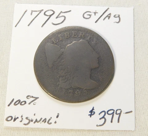 RARE 1795 100% ORIGINAL LIBERTY CAP LARGE CENT G+ / AG - NEVER CLEANED!!!!!!!!!! Cover