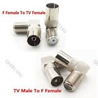 Right Angled TV Cable Connector Coaxial TV Male to Female to Female Adapter 20H