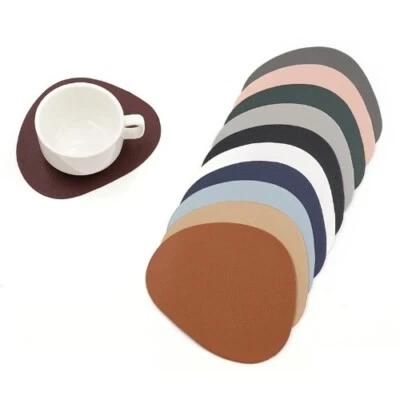 Faux Leather Placemats Set Round for Dinner Table Mats Heat Resistant Coffee Mat - Image 1 of 4