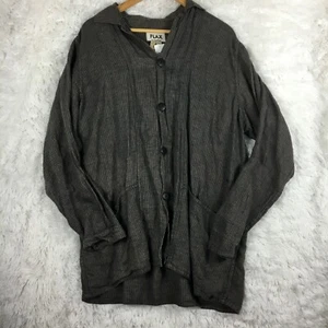 Flax VGT Woman’s Small 100% linen Shirt Jacket In striped Brown - Picture 1 of 8