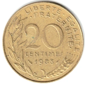 1983 20 CENTIMES ~ FROM FRANCE ~ YOU GRADE IT ~ PLEASE SEE THE SCAN. stk 105 - Picture 1 of 4