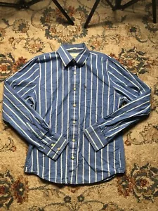 Abercrombie & Fitch New York XL Muscle Shirt Blue Stripped Button Down Mens - Picture 1 of 9
