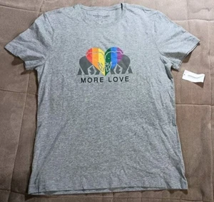 Banana Republic Women's Medium More Love Graphic Logo Distressed Grey T-shirt - Picture 1 of 16