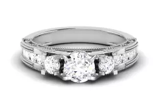 2.65CT IGI E-VS1 Round Lab Grown Diamond Milgrain Engagement Ring In 14k Gold - Picture 1 of 7