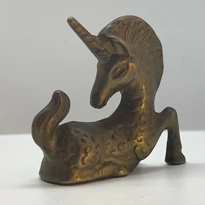 Vintage Brass Unicorn - Sitting - Picture 1 of 8