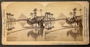 Stereo View Curved Tan Mount Eygpt Leaving for the Desert Farewell Offering - Picture 1 of 2