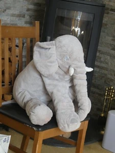 Large Ikea Grey Elephant Soft Plush Pillow Cuddly Toy 60cm - Picture 1 of 4