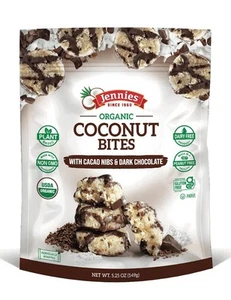Jennies Organic Coconut Bites with Cacao Nibs and Dark Chocolate, 5.25oz |... - Picture 1 of 5