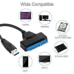 USB to SATA Cable Adaptor Adapter Connector Converter for 2.5 HDD Hard Drive SSD - Afbeelding 1 van 6