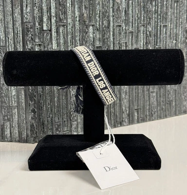 正品 Christian Dior 编织棉洛杉矶友谊海军蓝手链 — 第 1/4 张图片