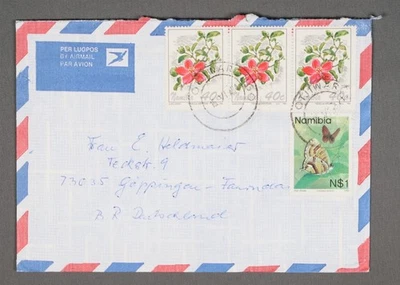 MayfairStamps Namibia 1994 Strip Flowers to Goppingen Germany Air Mail Cover aau - Image 1 of 2