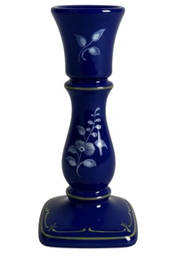 Bougeoir ancien en faïence de Saint-Omer – peint à la main – bleu cobalt – signé - Imagen 1 de 12