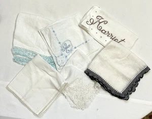 Vintage Ladies Handkerchiefs Lace Edges Lot of 6 Mixed White Lightweight - Picture 1 of 14
