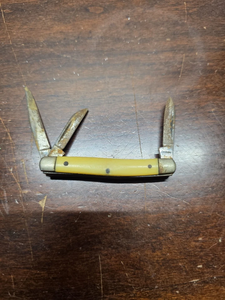 复古 Kabar 1092 "Birdseye" Stockman 带光滑黄色复合秤 — 第 1/4 张图片