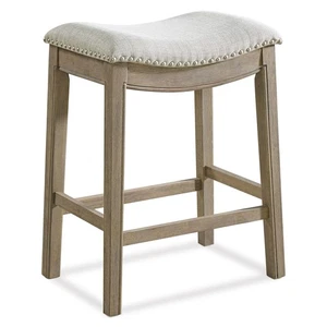 ROME + OAK Parker Backless Saddle Kitchen Counter Stool, Oak, Grey (For Parts) - Picture 1 of 12