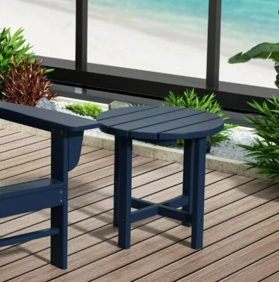 Mesa auxiliar redonda ecológica azul terraza patio piscina exterior mejor café nuevo Foto 1 de 4