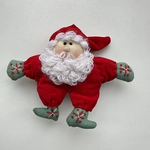 Vintage 90er Folk Samt Weihnachtsmann Weihnachtsschmuck Deko bestickt - Bild 1 von 5