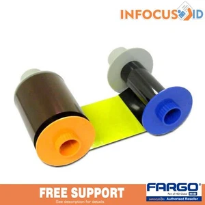 Fargo 84052 YMCKK Full Colour Ribbon avec Noir Arrière Panneaux 500 Imprimés Hdp - Picture 1 of 2